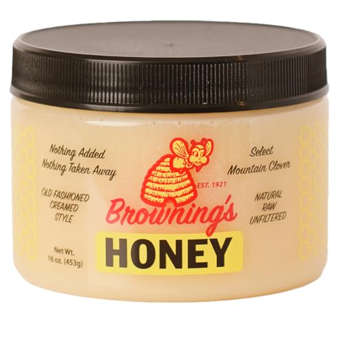 Brownings Creamed Raw Clover Honey - 16 oz 473g | 100% Pure, ...