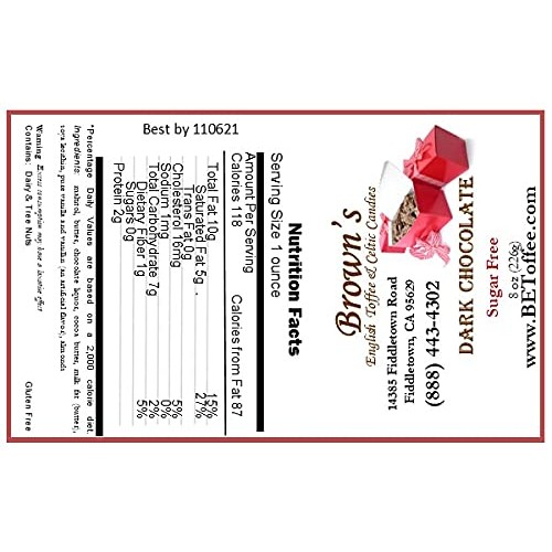 Browns English Toffee - Sugar Free Dark Chocolate Browns English Toffee - Sugar Free Dark Chocolate