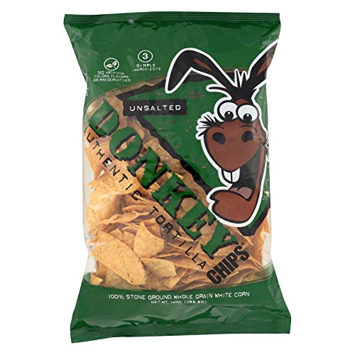 Donkey Authentic Tortilla Chips All Natural Unsalted, 14Oz Pack