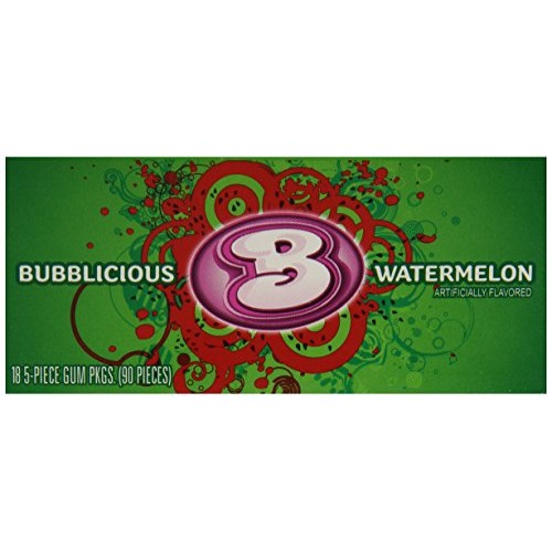 Bubblicious Watermelon Wave Bubble Gum 18 Packs 5Ct Per Pack
