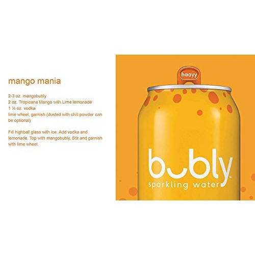 Bubly Sparkling Water, Mango, 12 Fl Oz Pack Of 8