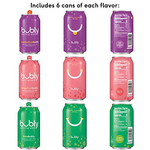 Bubly Sparkling Water, Variety Pack Cans, Passionfruit Bliss, 3F