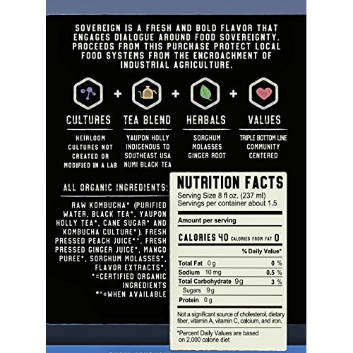 Buchi Kombucha Sovereign, Ginger, Peach &Amp; Molasses, 12 Ounce Pa