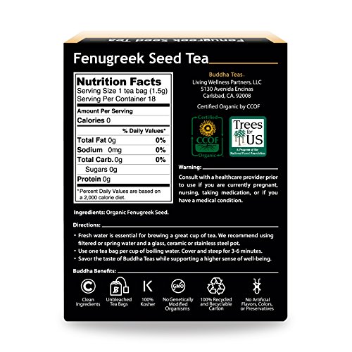 Buddha Teas Organic Fenugreek Seed Tea | 18 Bleach-Free Tea Bags
