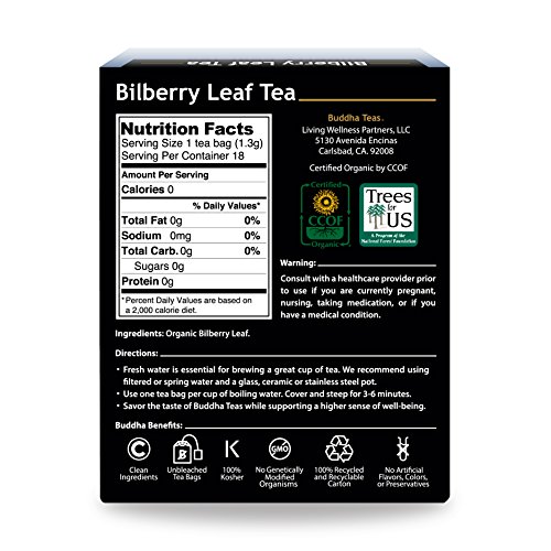 Organic Bilberry Leaf Tea – 18 Bleach-Free Tea Bags – Caffeine-F