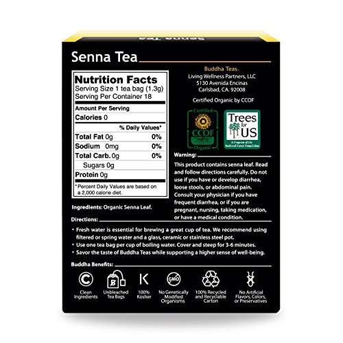 Organic Senna Tea – 18 Bleach Free Tea Bags – Natural Laxative T