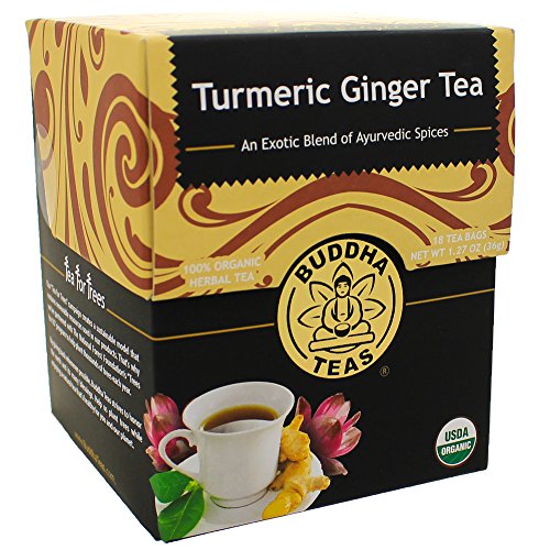 Turmeric Ginger Tea Organic Herbs 18 Bleach Free Tea Bags, 18 Co...
