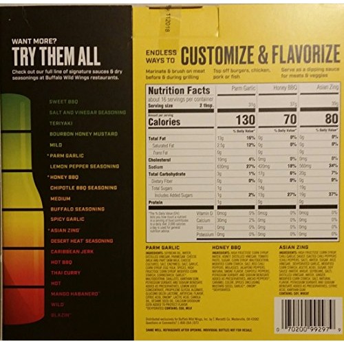 Buffalo Wild Wings Fan Fave Sauces - Parmesan Garlic, Honey Bbq,