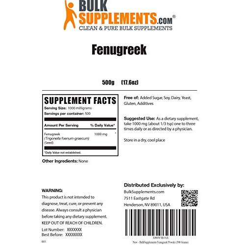 Bulksupplements.Com Fenugreek Powder - Lactation Supplements - F