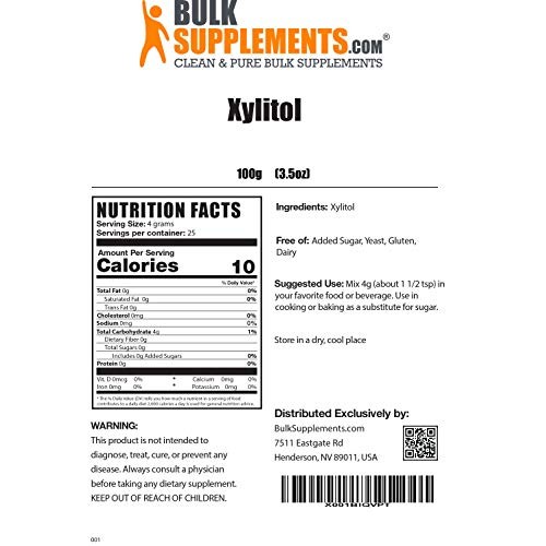 Bulksupplements Xylitol Crystals 100 Grams Bulksupplements Xylitol Crystals 100 Grams