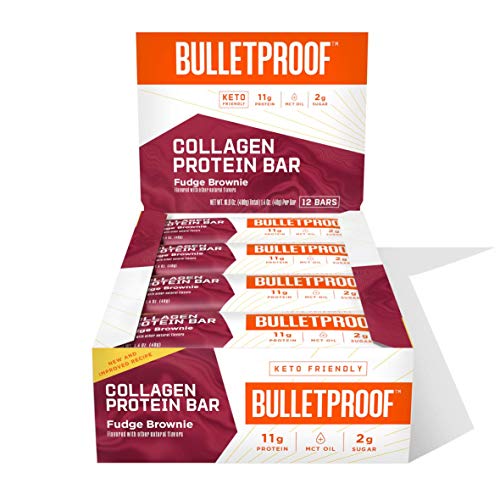 Bulletproof Bars Fudge Brownie Collagen Protein, Perfect Snack F