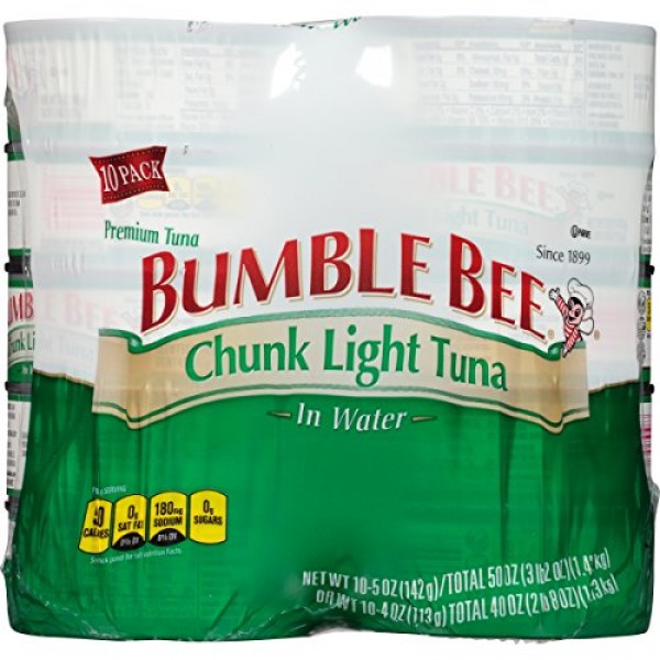 BUMBLE BEE Chunk Light Tuna in Water, Canned Tuna Fish, High Pro...