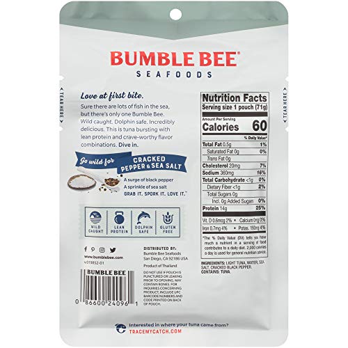 Bumble Bee Cracked Pepper &Amp; Sea Salt Seasoned Tuna, 2.5 Oz. Pouc
