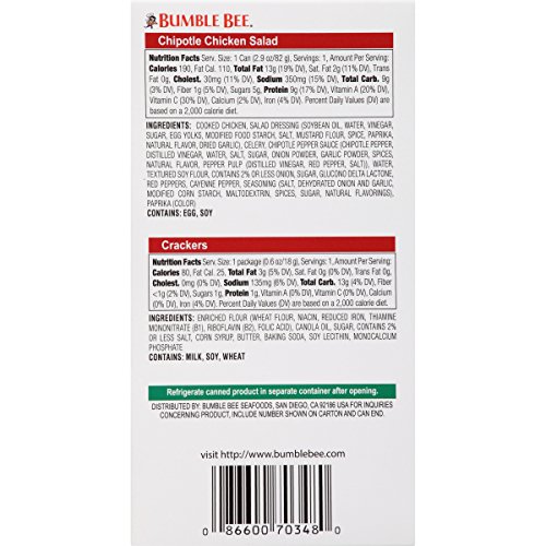 Bumble Bee Snack On The Run! Chipotle Chicken Salad With Cracker