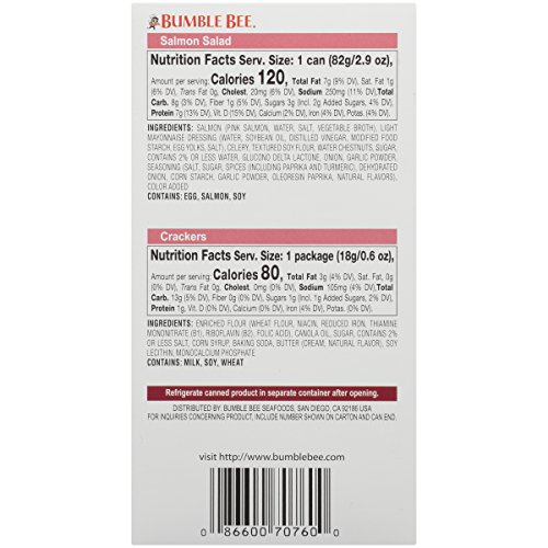 Bumble Bee Snack On The Run! Salmon Salad With Crackers Kit, 3.5