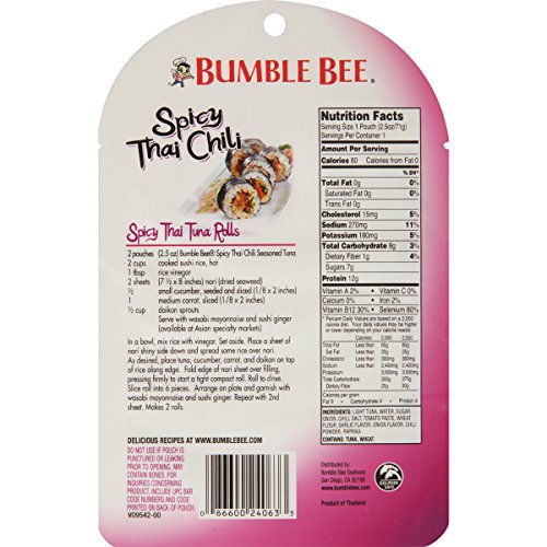 Bumble Bee Spicy Thai Chili Seasoned Tuna Pouch With Spoon, Glut