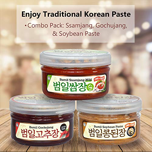 Taehwa Food Bumil Korean Sauce Set, Gochujang Ssamjang Soyben Pa