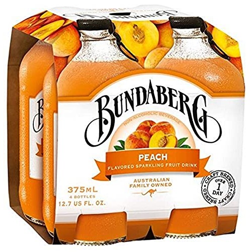 Bundaberg Peach Sparkling Fruit Drink 4-Pack Made In Australia