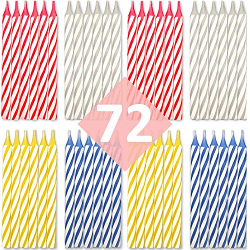 Bundaloo Birthday Candles 72 Pack - Cake Decorations - Colors: P