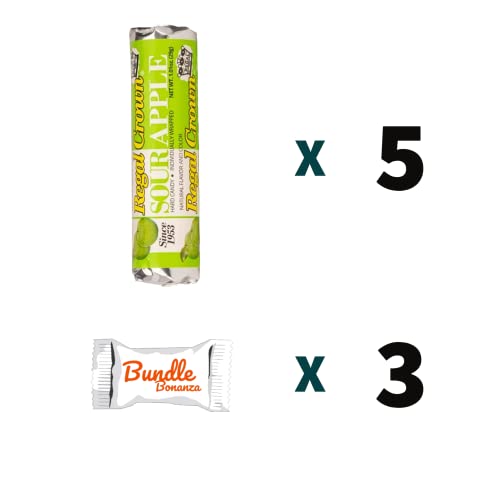 Regal Crown Sour APPLE Candy Rolls 5 Pack W/Bundle Bonanza Candy