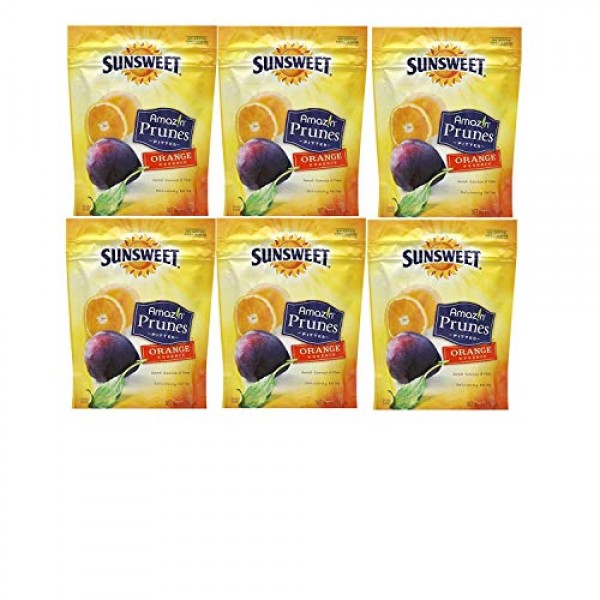 Sunsweet Amaz!N Prunes, Pitted, Orange Essence 6Oz Pack Of 6