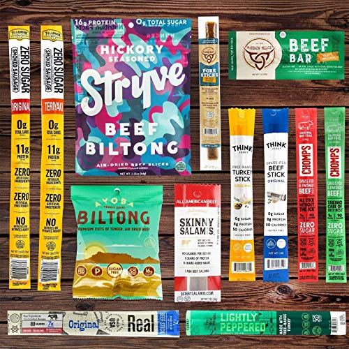 Keto Jerky Curated Sampler Box - 13 Premium Keto Beef Jerky Snac