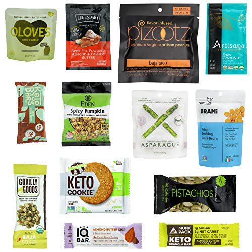 Keto Vegan Snacks Sampler Box 13 Count Low-Carb Snack Gift Box .