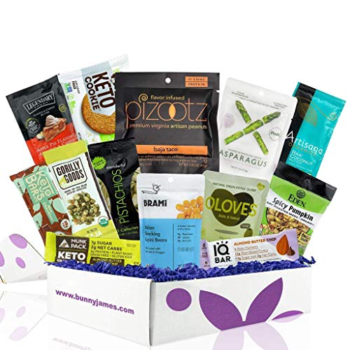 Keto Vegan Snacks Sampler Box 13 Count Low-Carb Snack Gift Box .