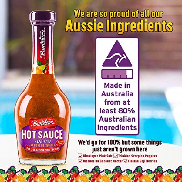 Bunsters 7/10 Heat Hot Sauce - Australian Hot Sauce packed with...