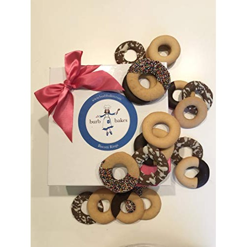 Burb Bakes Gourmet Biscotti Rings-Chocolate Hand-Dipped Plain &Amp;