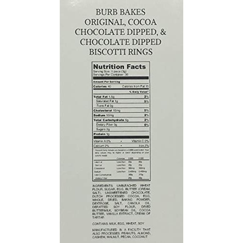 Burb Bakes Gourmet Biscotti Rings-Chocolate Hand-Dipped Plain &Amp;