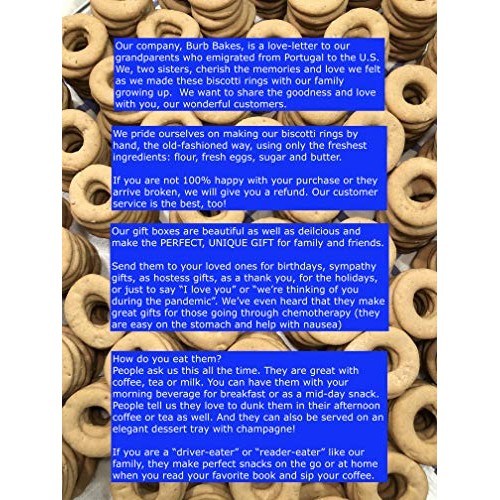 Burb Bakes Gourmet Biscotti Rings-Chocolate Hand-Dipped Plain &Amp;