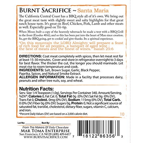 Burnt Sacrifice Santa Maria Style Gourmet Bbq Dry Rub Spice Seas