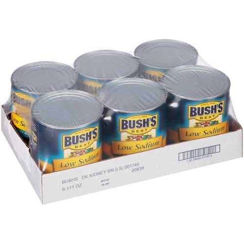 Bushs Best Low Sodium Dark Red Kidney Beans, 111 Ounce - 6 Per C