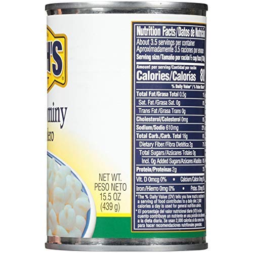 Bushs Best Hominy White, 15.5 Oz Can, 12 Pack