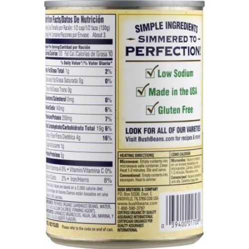 Pack Of 12 - Bushs Best Organic Garbanzo Beans, 15 Oz