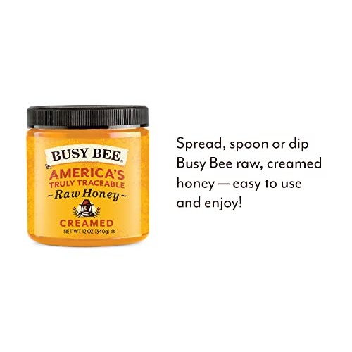 Busy Bee Creamed Raw Unfiltered Honey, 12 OZ Pack of 2, Made i...