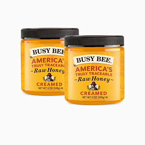 Busy Bee Creamed Raw Unfiltered Honey, 12 OZ Pack of 2, Made i...