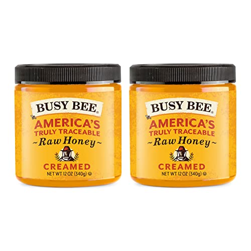 Busy Bee Creamed Raw Unfiltered Honey, 12 OZ Pack of 2, Made i...