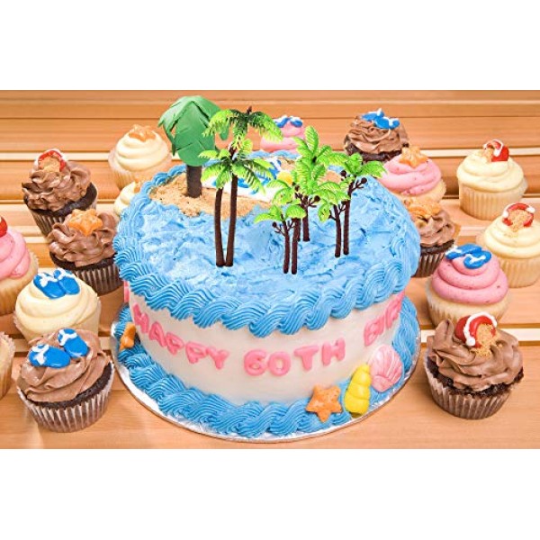 20 Pack Palm Tree Cake Topper For Cake Decoration - Buytra Green