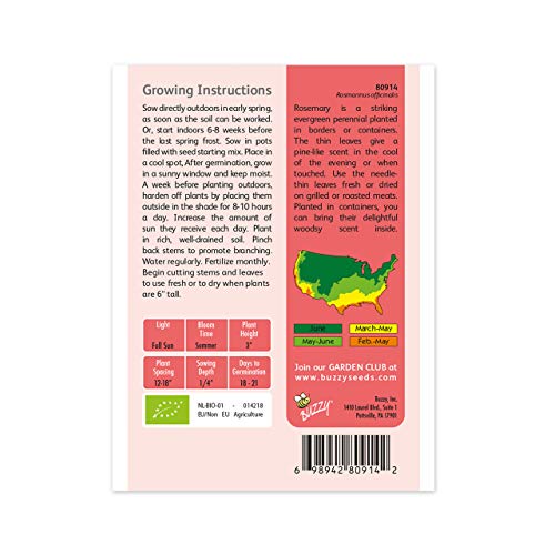 BUZZY Organic Non-GMO Herb Seed Packs, 8-Pack for Indoor, Outdoo...