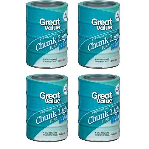 Great Value Chunk Light Tuna In Water, 5 Oz, 4 Count Pack Of 4
