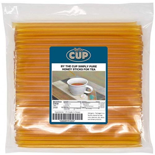 By The Cup Simply Pure Honey Sticks For Tea - 100 Honey Straws,