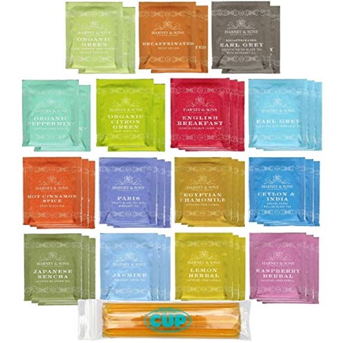 Harney &Amp; Sons Tea Bag Sampler 40 Ct With By The Cup Honey Sticks