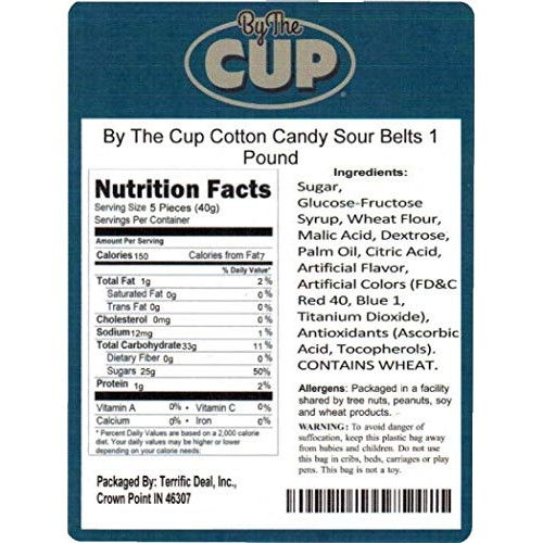By The Cup Cotton Candy Sour Belts 1 Pound
