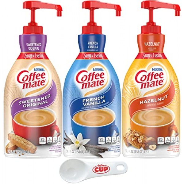 Coffee Mate Liquid Concentrate 1.5 Liter Pump Bottles, 3 Flavors