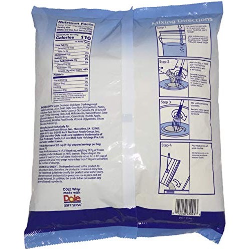 Dole Orange Lactose-Free Soft Serve Mix 4.4 Pound Bulk Bag With