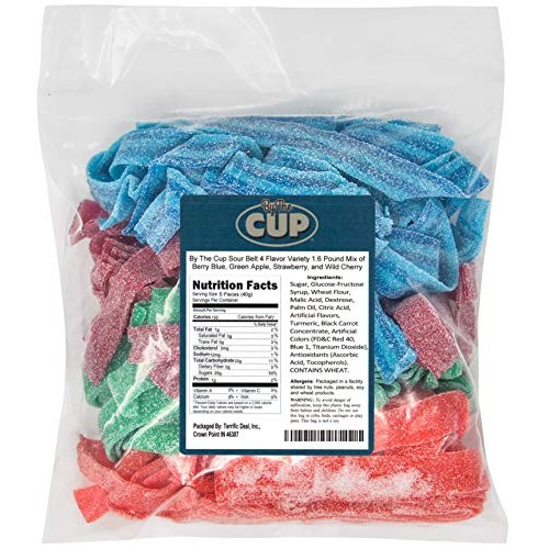 By The Cup Sour Belt 4 Flavor Variety 1.6 Pound Mix Of Berry Blu