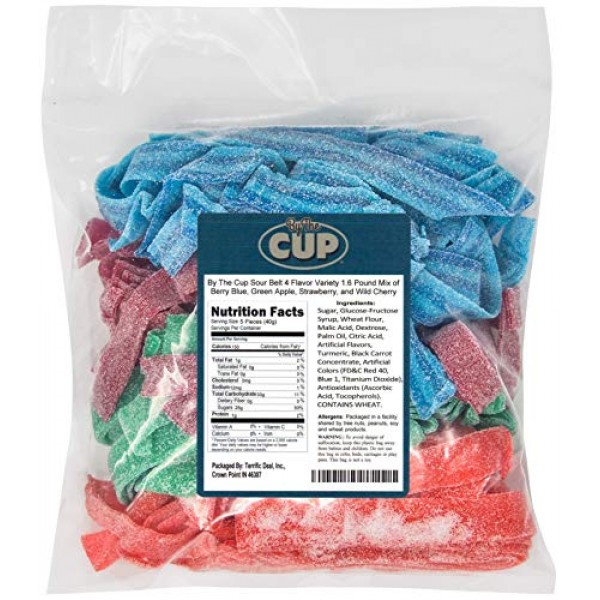 By The Cup Sour Belt 4 Flavor Variety 1.6 Pound Mix Of Berry Blu