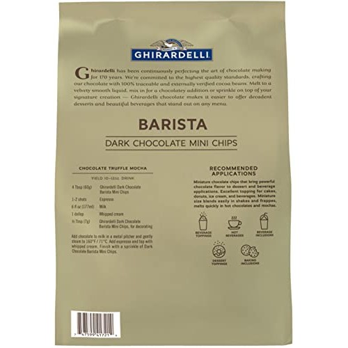 Ghirardelli Dark Chocolate Barista Mini Chip, 5lb Bag with Ghira...